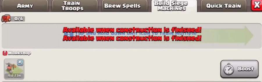 升级时不能建造攻城机器