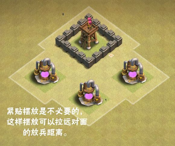 紧贴摆放是不必要的,这样摆放额可以拉远对面的放兵距离。