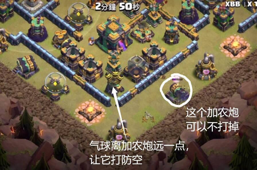 下气球时注意加农炮的位置